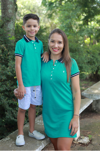 Kit Tal Mãe Tal Filho Polos Verde Jade