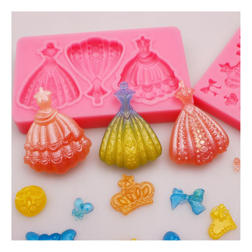 Vestido De Princesa 3d Moldes De Fondant, Corona De Princesa