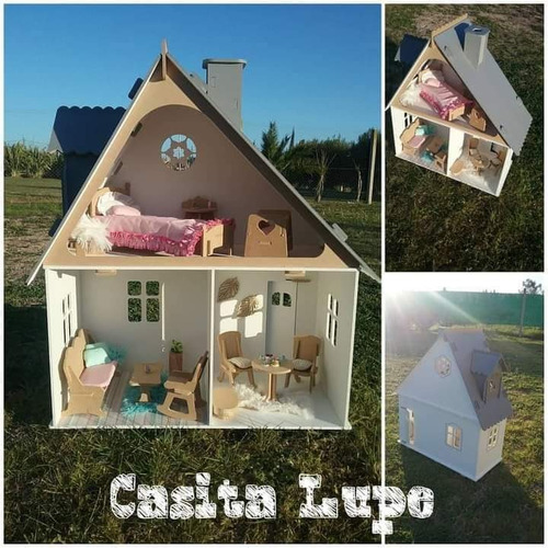 Casita De Muñecas 120cm, Con Terraza+26 Muebles Barbie