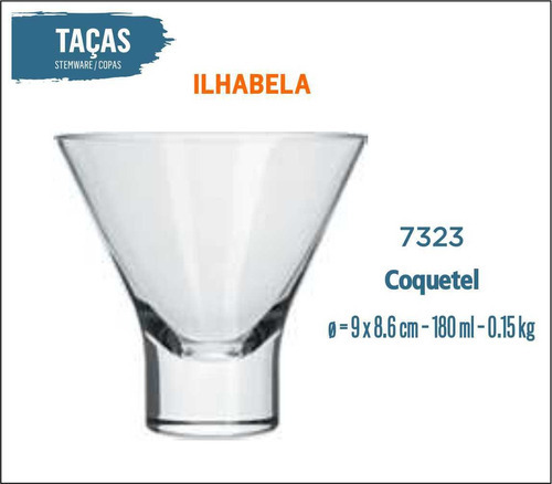 24 Taças Ilhabela 180ml - Drink Coquetel Batida