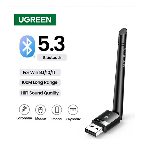 Adaptador Bluetooth 5.3 de distancia de hasta 100 m para 5 dispositivos
