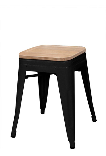 Taburete Bajo Tolix Asiento De Madera - Desillas