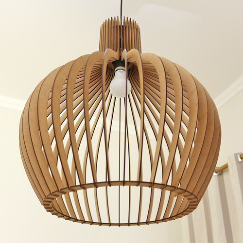 Imagem 6 de 7 de Luminaria Pendente Grande Decoração Casa Mdf