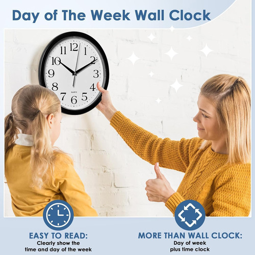 Reloj De Pared Silencioso, 12 Pulgadas De Movimiento