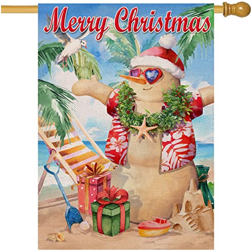 Bandera Decorativa De Navidad Merry Christmas Beach Sno...