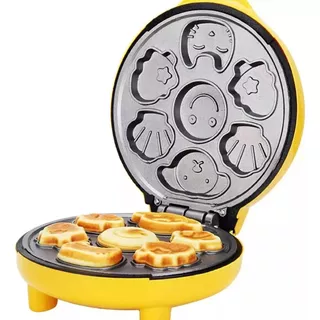Mini Maquina Para Pancakes De Figuras Infantiles Waflera Color Amarillo