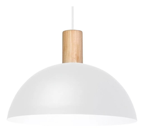 Colgante Moderno Campana Monaco Blanco Con Madera Apto Led