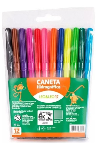 Canetinha Leo Leo 12 Cores Colorida Hidrocor