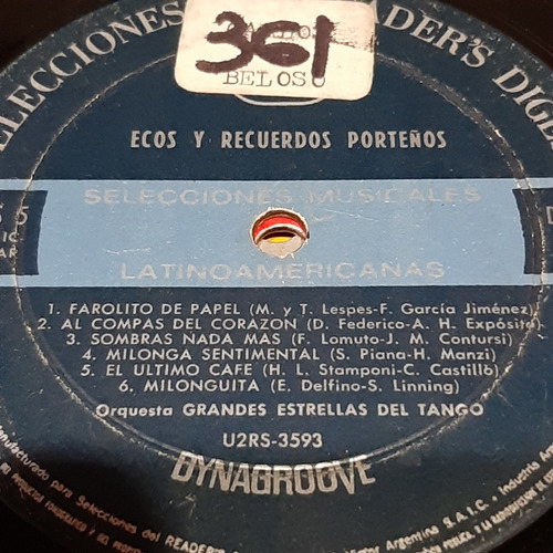 Sin Tapa Disco Grandes Estrellas Del Tango Orquesta Cl0