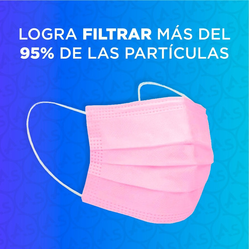 Imagen 5 de 10 de Barbijo Rosa Quirurgico Tapaboca Descartable X50u Tricapa