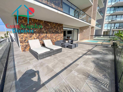 Cad Altamar Residencial Calypso 001. Terraza En L Con Jacuzzi Y Vista A Las Áreas Comunes, Sala Y Asador