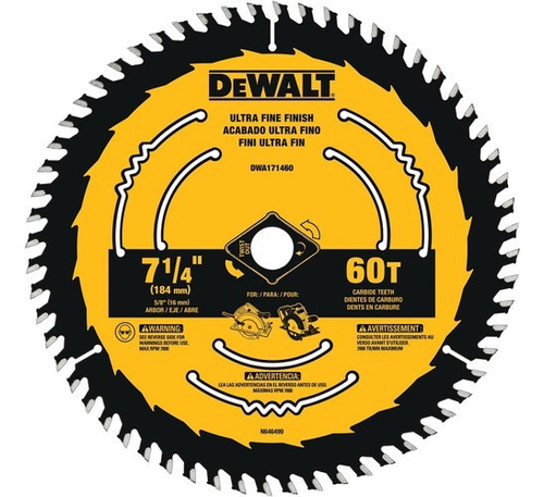 Disco Sierra 7-1/4'' X 60d Dewalt Dwa171460 Dewalt Color Negro