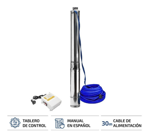 Imagen 7 de 10 de Bomba Sumergible Pozo 73 M 4 PuLG 1 Hp 6500l/h Tablero Cable