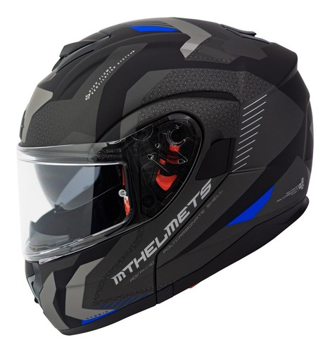 Casco De Moto Mt Helmets Atom Sv Híbrido Azul Mate + Fogoff