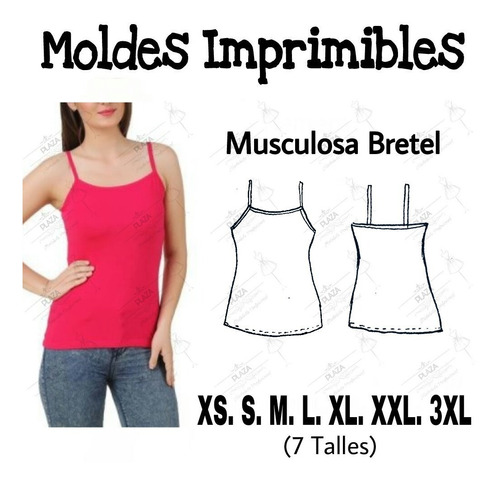 Moldes Patrones Imprimibles Musculosa Bretel Xs Al 3xl