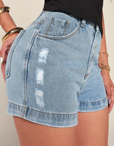 Short Jeans Navalhado Cintura Alta Premium