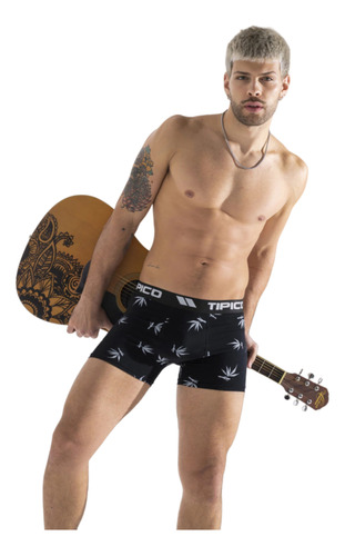 Boxer Hombre Estampado Hojas De Bambu Jersey Tipico Art 676