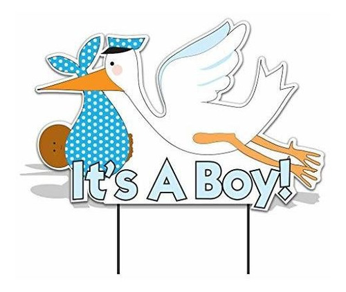 Es Un Niño Die Cut Stork, Baby Announcement Yard Sign (dark