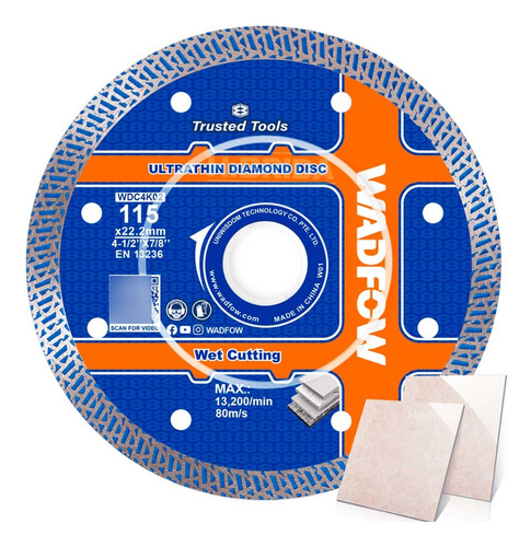 Disco Diamente Corte 4½' Ultrafino Amoladora Wadfow Azulejos