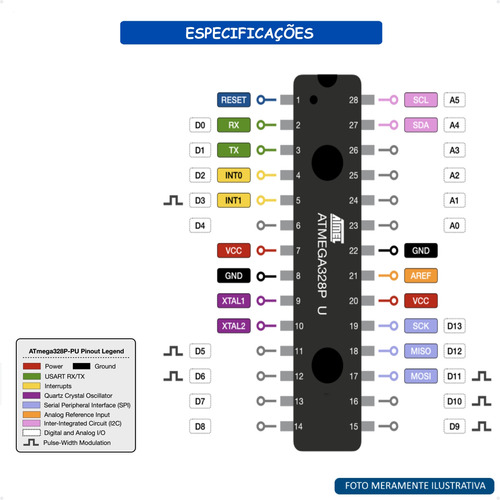 Microcontrolador Atmega328p-pu Dip Com Bootloader Original