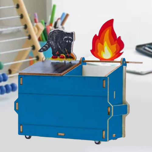 Portalápices Con Adorno De Madera Para Decoración Del Azul