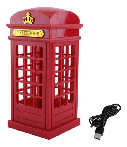 Cabine Telefônica Miniatura Com Iluminação Led 22,5cm A