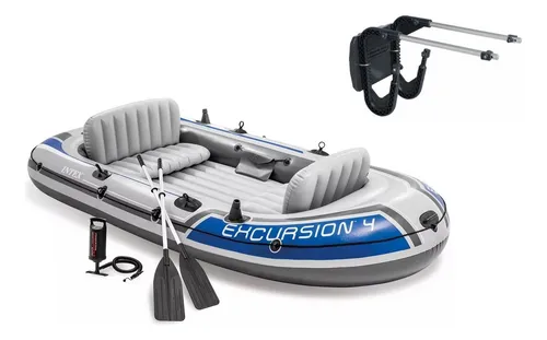 Bote Inflável Intex Excursion 5 Com Suporte De Motor Remos