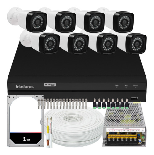 Kit 8 Câmeras Segurança Full Hd 1080p Dvr Intelbras 8ch 1208