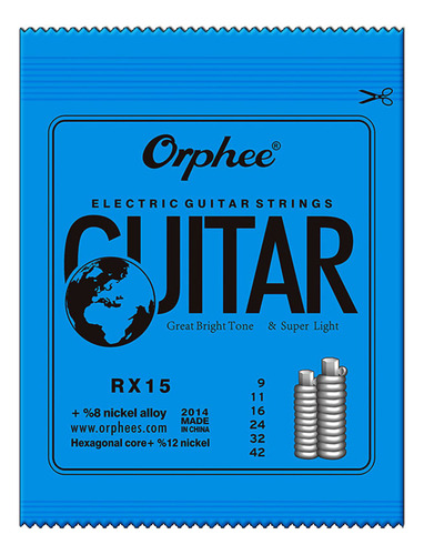 Juego De Cuerdas Para Guitarra Eléctrica Orphee Rx15 (.009-.