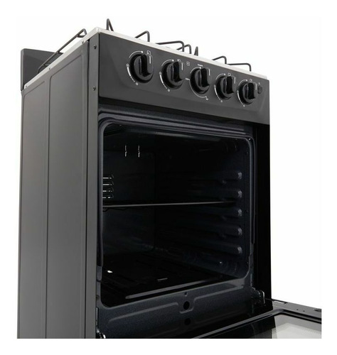 Imagen 4 de 5 de Estufa Haceb Romero 50-T gas natural 4 quemadores negra 120V puerta con visor