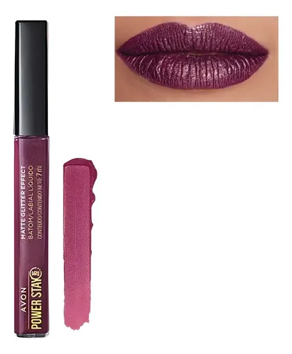 Batom líquido Avon Power Stay Glitter Effect cor Marsala Radiante