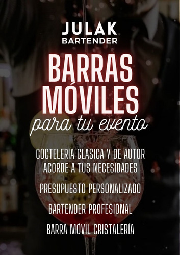 Imagen 1 de 12 de Barra Movil /barra Para Eventos / Bartender / Tragos