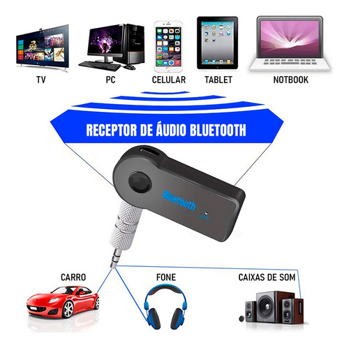 Adaptador Receptor De Áudio Bluetooth Para P2 Som Automotivo