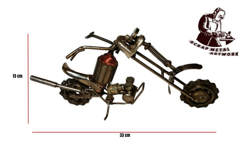 Motocicleta Chopper / Escultura De Chatarra/ Metal