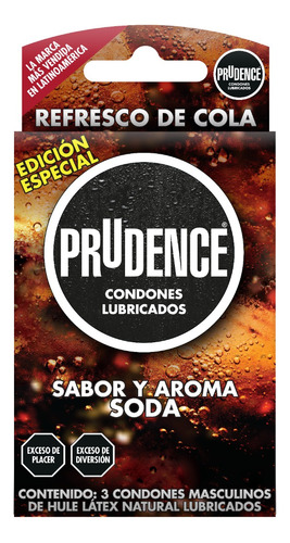 3 Condones Prudence Con Sabor Y Aroma Soda, Refresco De Cola