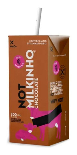 Leite Vegetal Not Milkinho Chocolate 200ml 27un