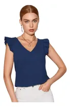 Comprar Blusa Escote En V\u002F Blusa Talla L\u002F Blusa Manga Corta\u002F Blusas