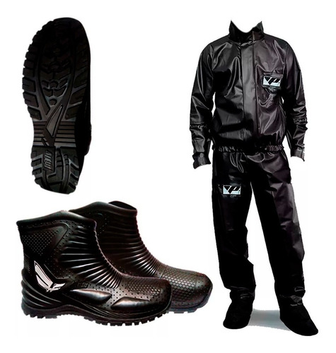 Traje Equipo Lluvia Moto Pantaneiro Piloto + Botas Hifly Fas