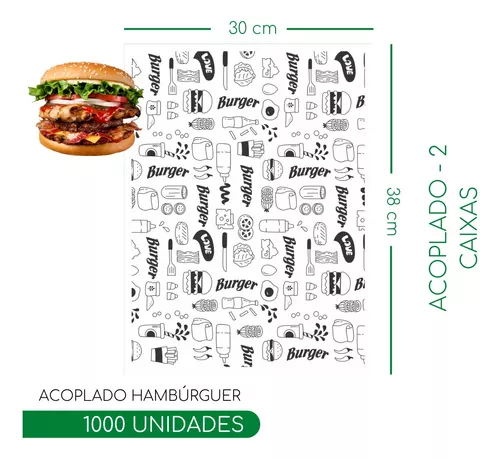 Papel Acoplado Kraft Para lanche 1000 unidades - IMPERA EMBALAGENS