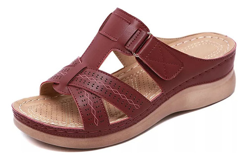 Sandalias Velcro Para Mujer 2023 Con Tacón Inclinado Grande