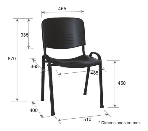 Silla De Visita Oficina Consultorio Sala De Espera, Set De 4 Color Negro