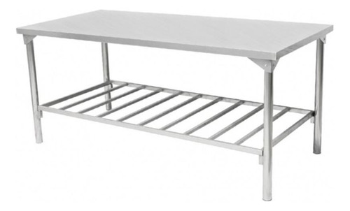 Mesa 100% Aço Inox 1,40 X70  Com Prateleira Reforçada 200 Kg