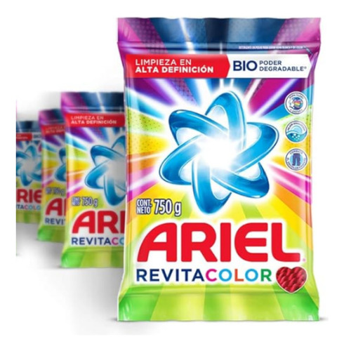 Pack X4 Detergente En Polvo Ariel Revitacolor De 3000 Gramos