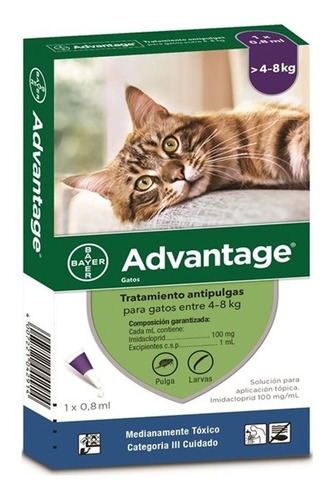 Advantage Pipeta Antipulgas Para Gatos Gatito Grandes 4-8kg 