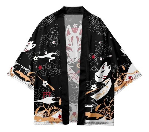 Kimono Japonés Unisex Yukata Media Manga Con Estampado