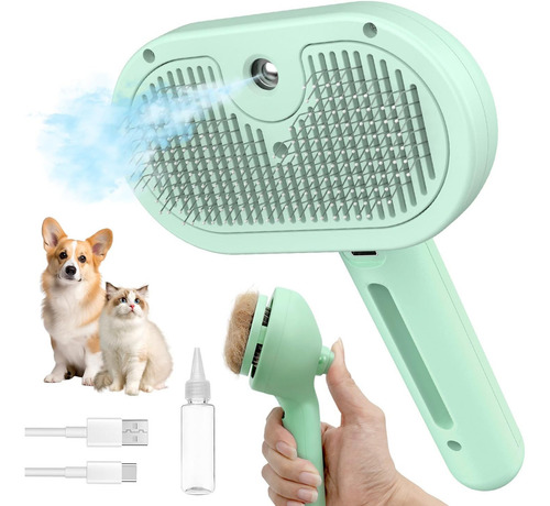 Cepillo Para Mascotas De Vapor De Herokitty, 3 En 1 Cepillo