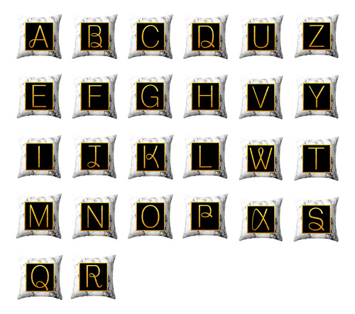 Funda De Cojín Con Letras Doradas Jaspeadas, 45 X 45 Cm