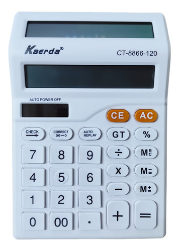 Calculadora Kaerda Pantalla Doble 12 Dígitos Color Blanco Escuela, Oficina, Hogar
