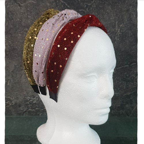 Diademas De Moda Diseño Turbante Vinchas Con Destellos 3 Pzs