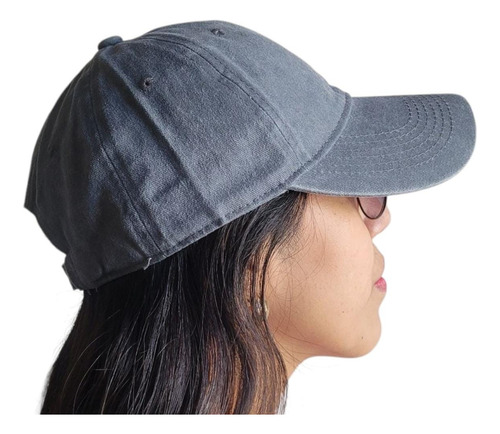 Gorra Lisa Vintage Gabardina 100% Algodón Premium Importada Gris Claro Regulable Vintage